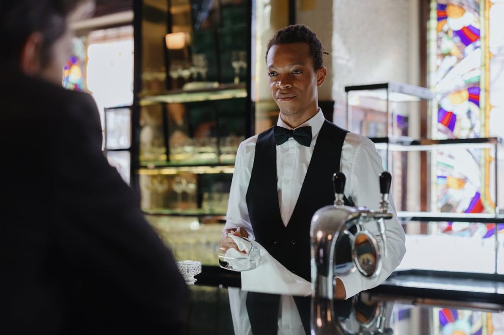 Barman behind Counter 